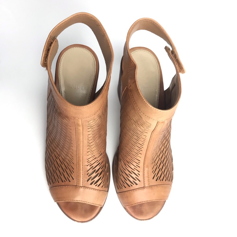 Vince Camuto Lavette Peep Toe Ankle Booties Brown - Picture 5 of 8